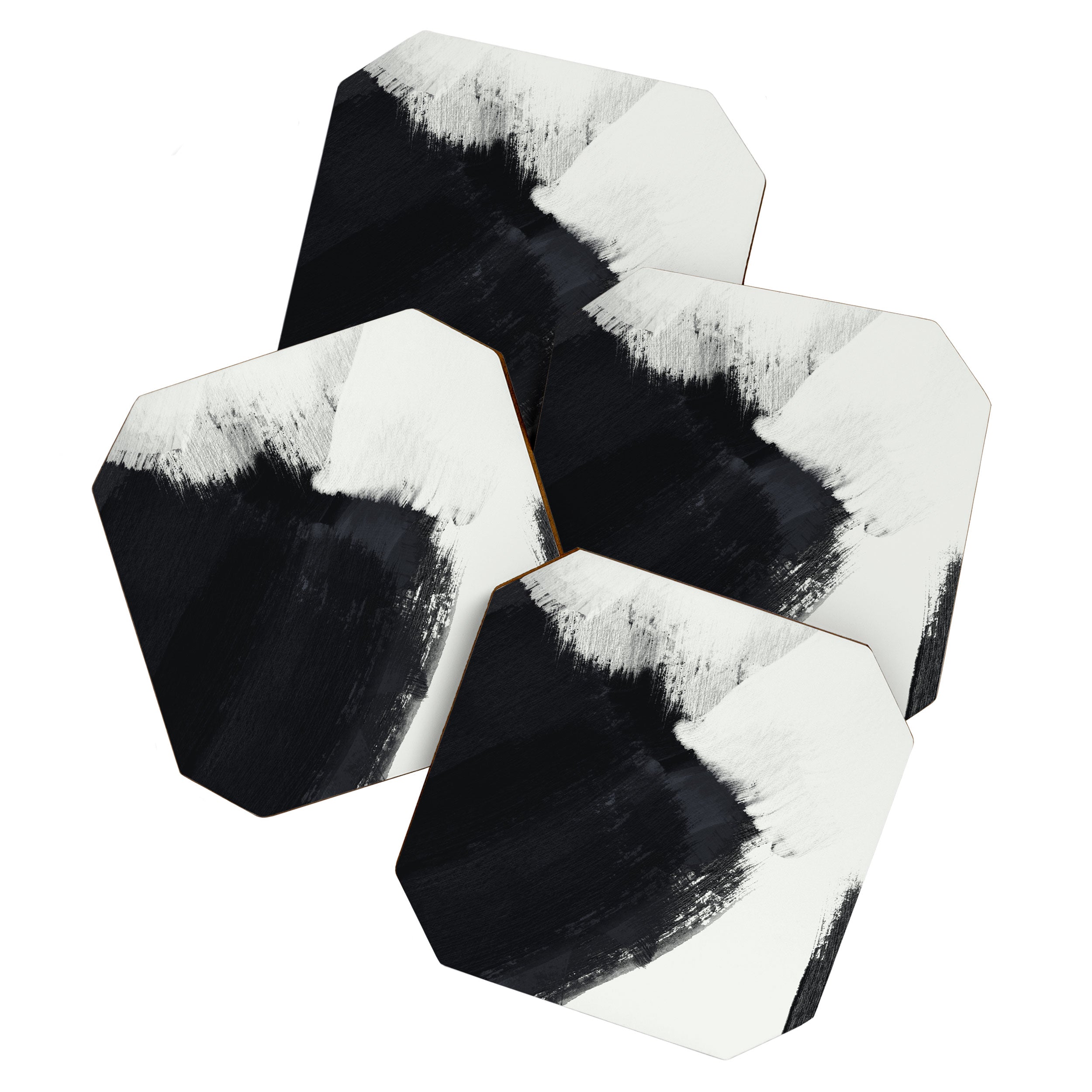 brush stroke black white painted II Coaster Gallery Image 1