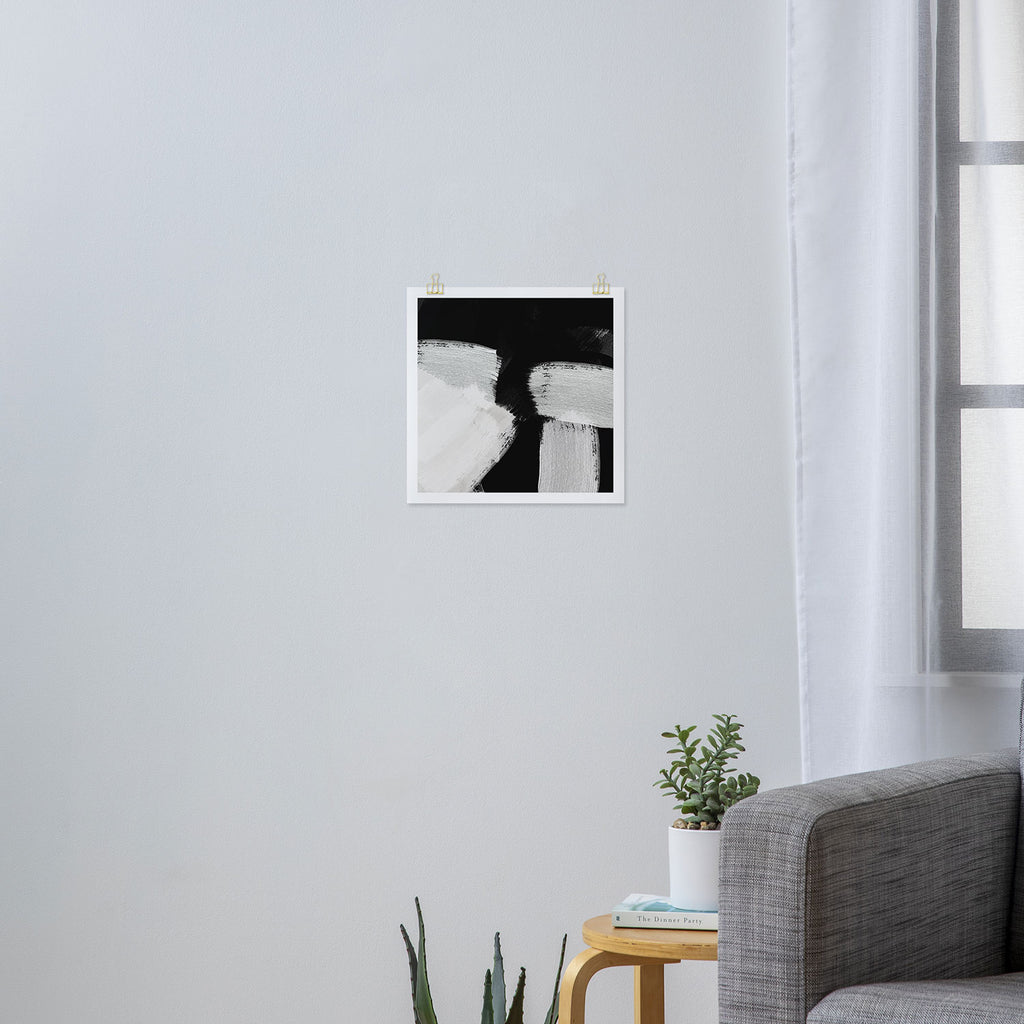 brush stroke black white painted Art Print Gallery Image 3