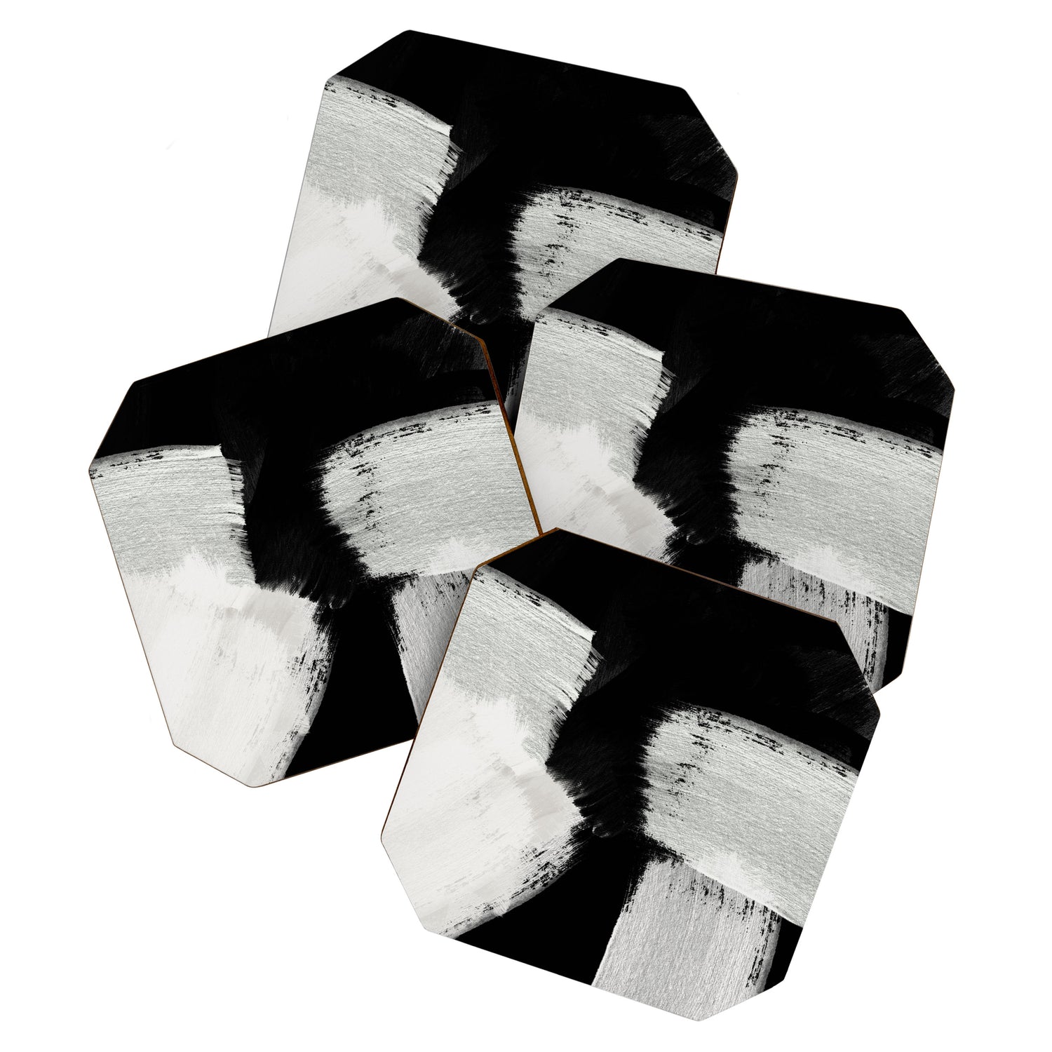 brush stroke black white painted Coaster Gallery Image 1