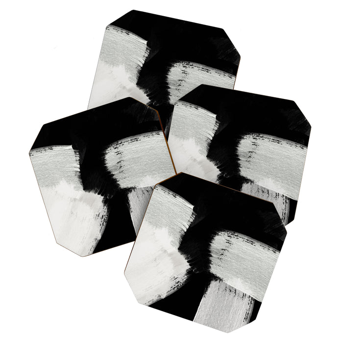 brush stroke black white painted Coaster Gallery Image 1