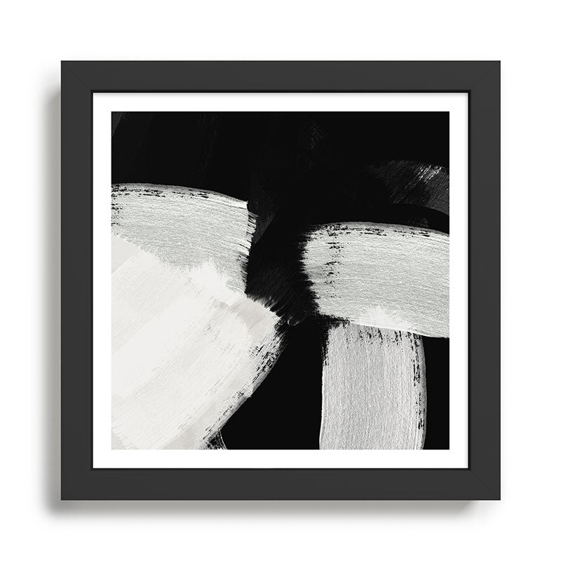 brush stroke black white painted Framed Art Print Gallery Image 1