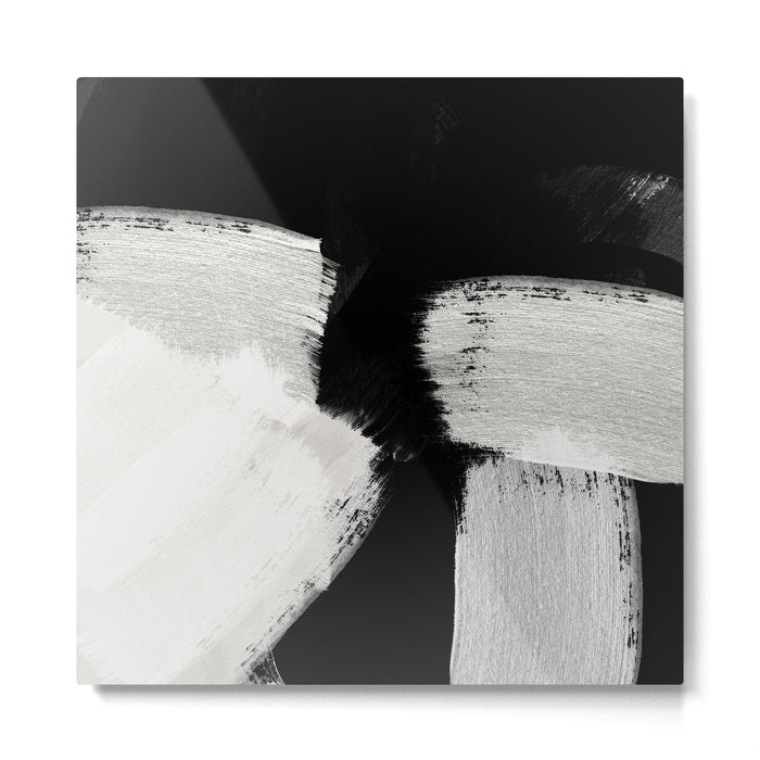 brush stroke black white painted Metal Print Gallery Image 1