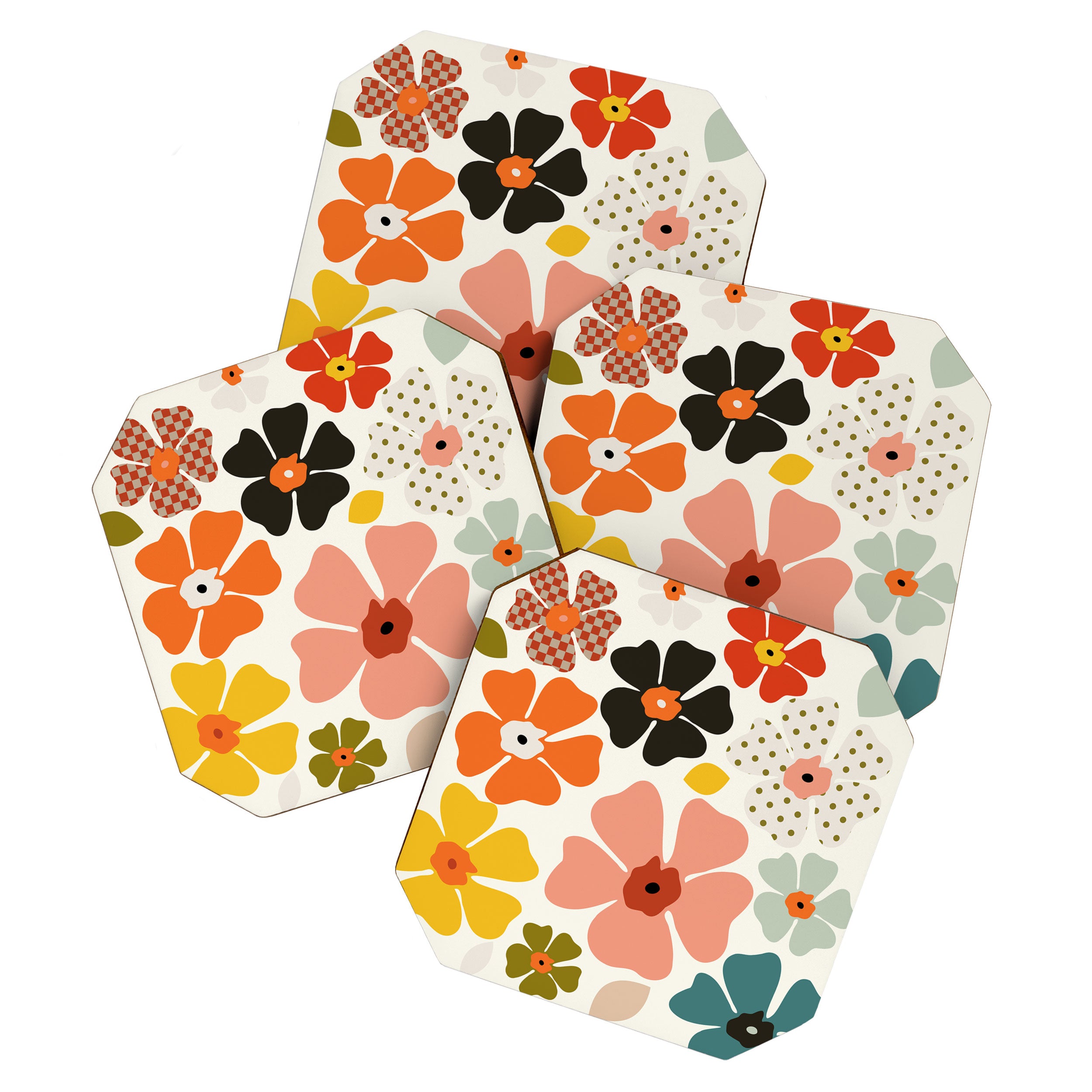 Daisies mid modern 3 Coaster Gallery Image 1