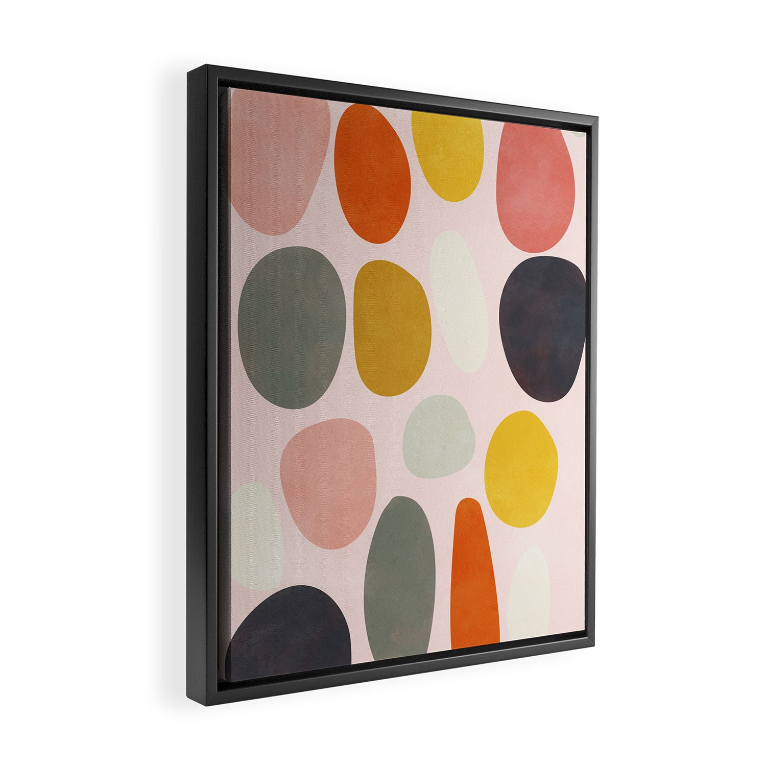 dots and pebbles mid century abstract Framed Canvas Print Gallery Image 2