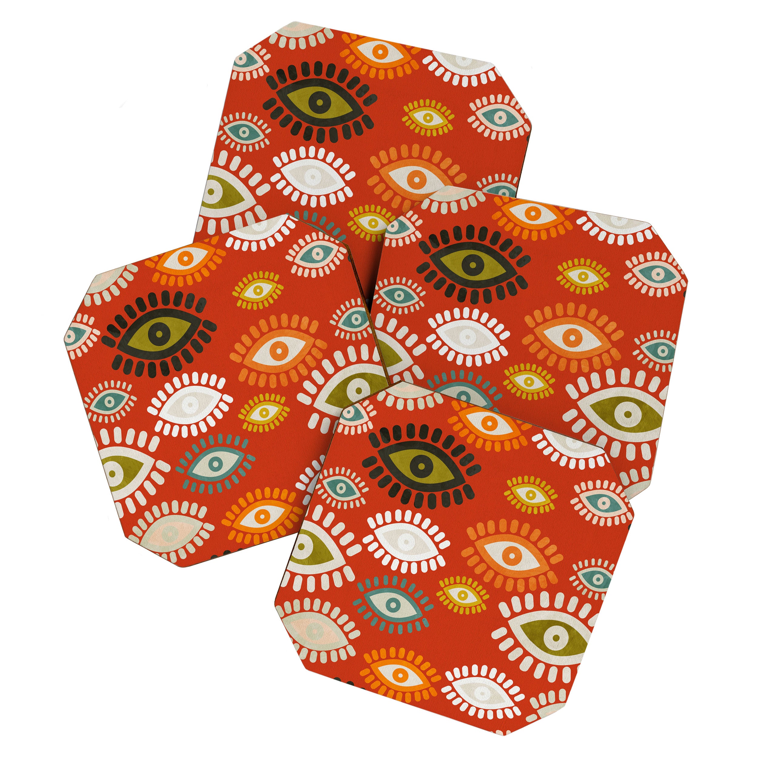 eyes pattern earthy fall Coaster Gallery Image 1