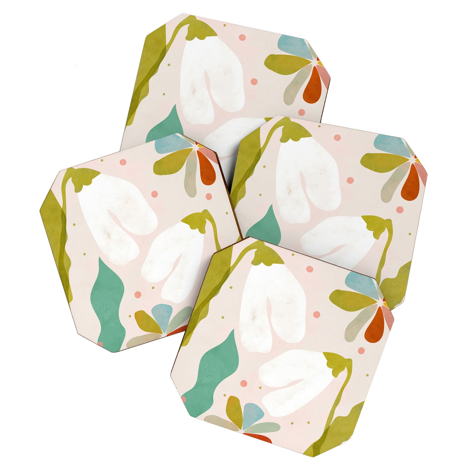 floral minimal shapes 2 Coaster Gallery Image 1