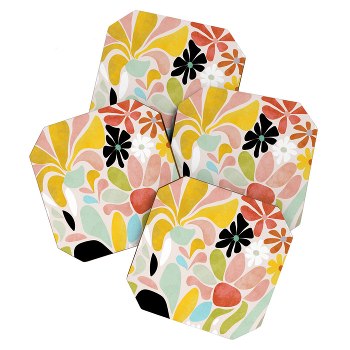 floral shapes retro Coaster Gallery Image 1