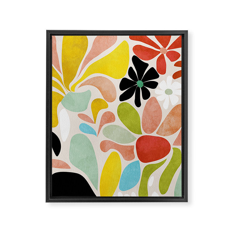 floral shapes retro Framed Canvas Print Gallery Image 8