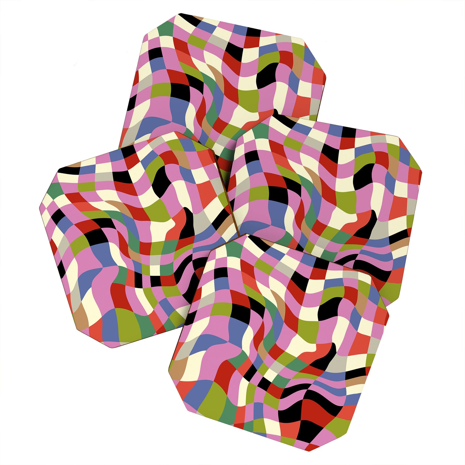 fluid retro checkers Coaster Gallery Image 1