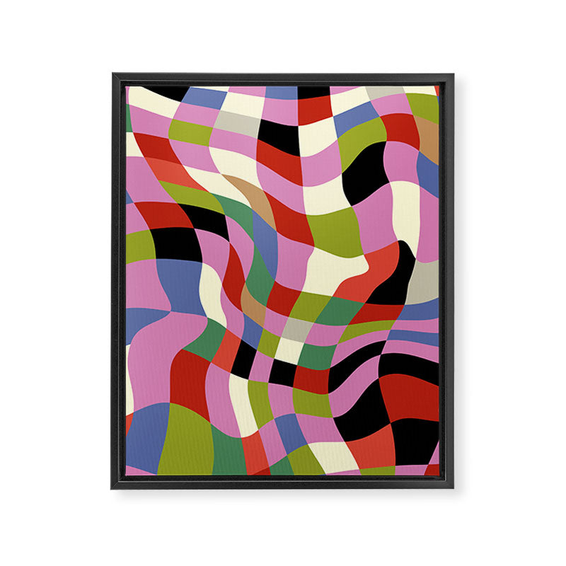 fluid retro checkers Framed Canvas Print Gallery Image 8