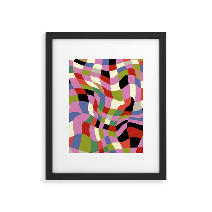 fluid retro checkers Framed Art Print Gallery Image 1
