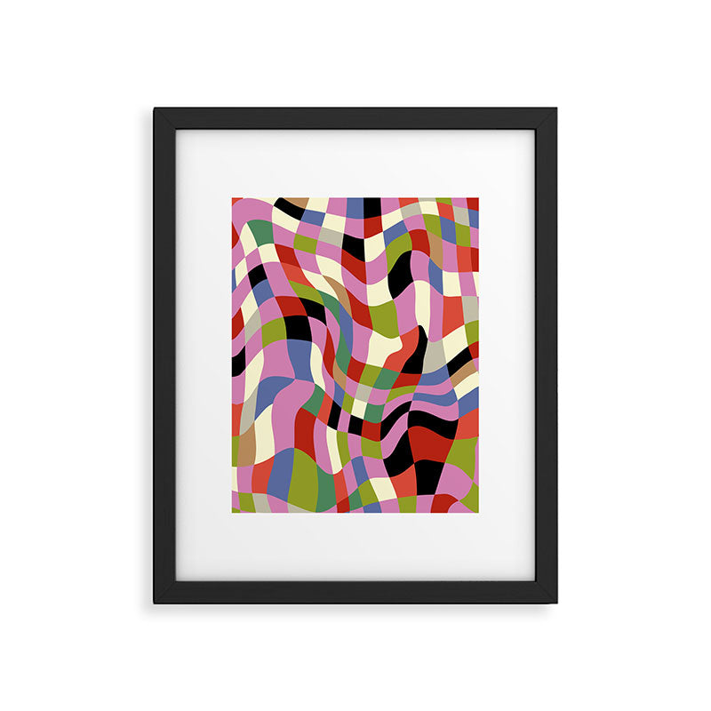 fluid retro checkers Framed Art Print Gallery Image 4