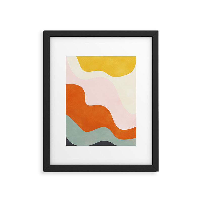 fluid waves mid century summer Framed Art Print Gallery Image 5