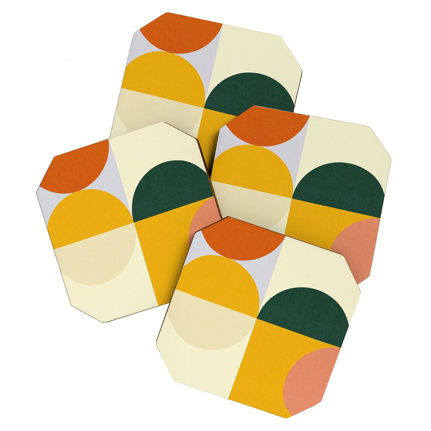 Geometric Abstract Mid Century Modern 3 Coaster Gallery Image 1