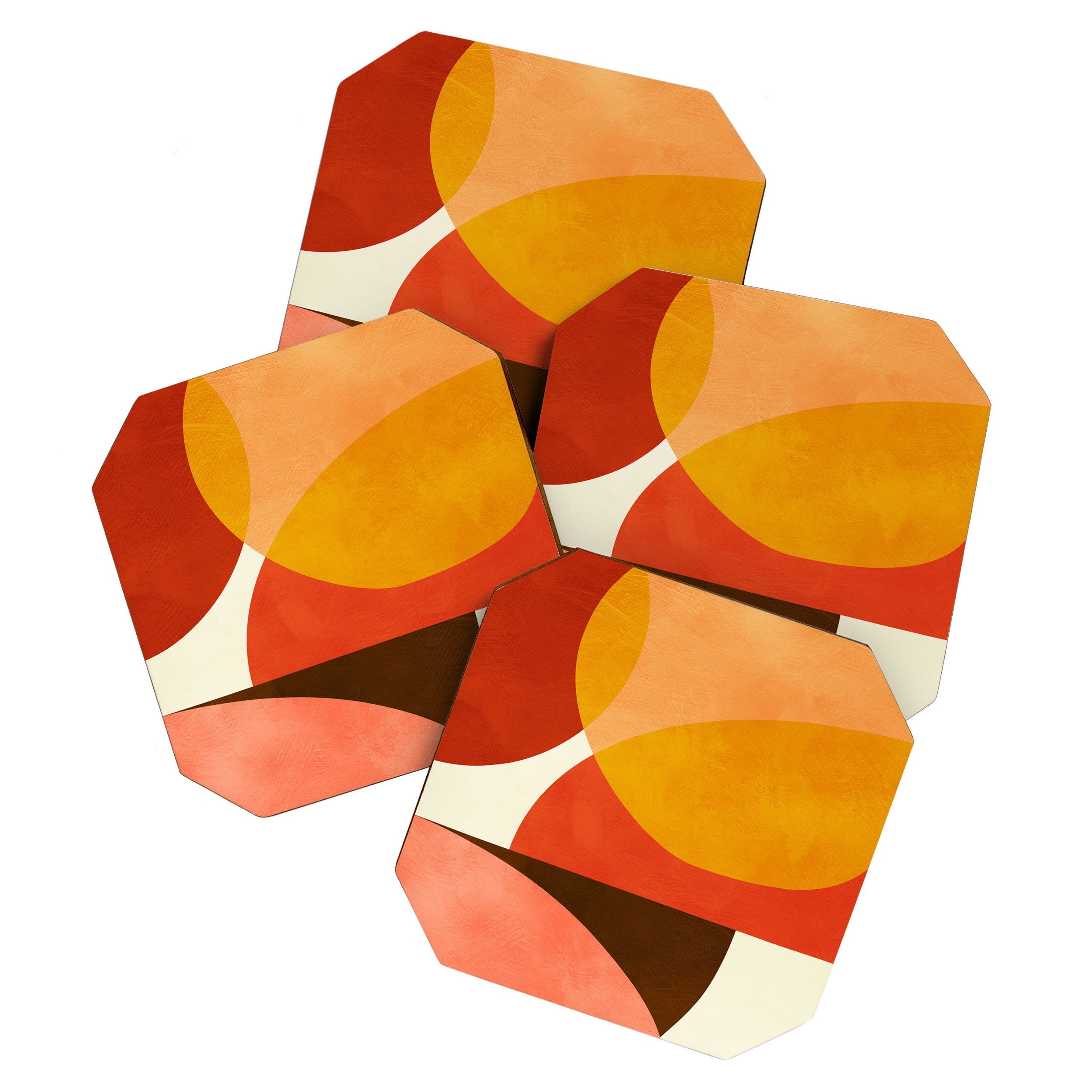 geometric autumn sun abstract Coaster Gallery Image 1