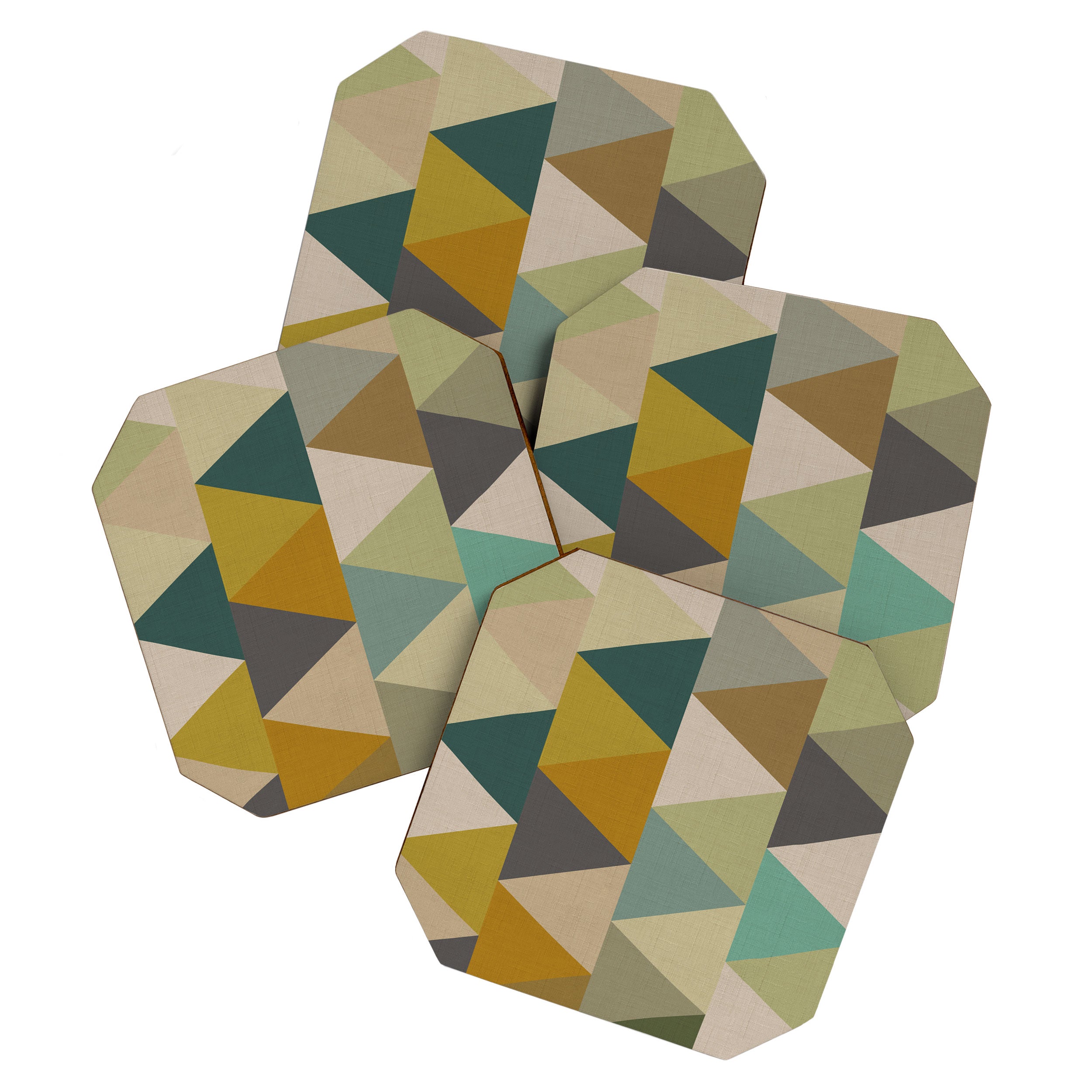 geometric mid century abstract nature green Coaster Gallery Image 1