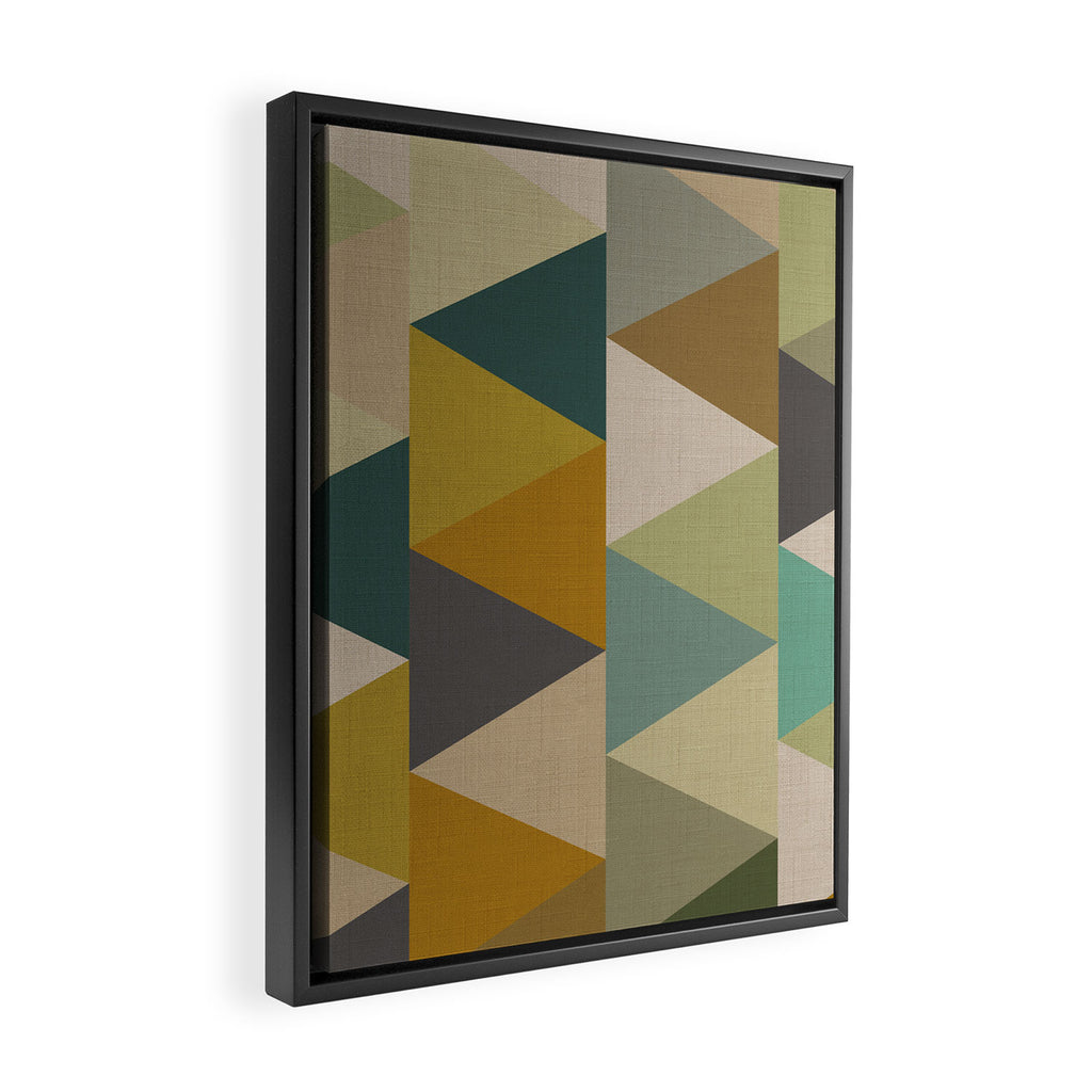 geometric mid century abstract nature green Framed Canvas Print Gallery Image 2