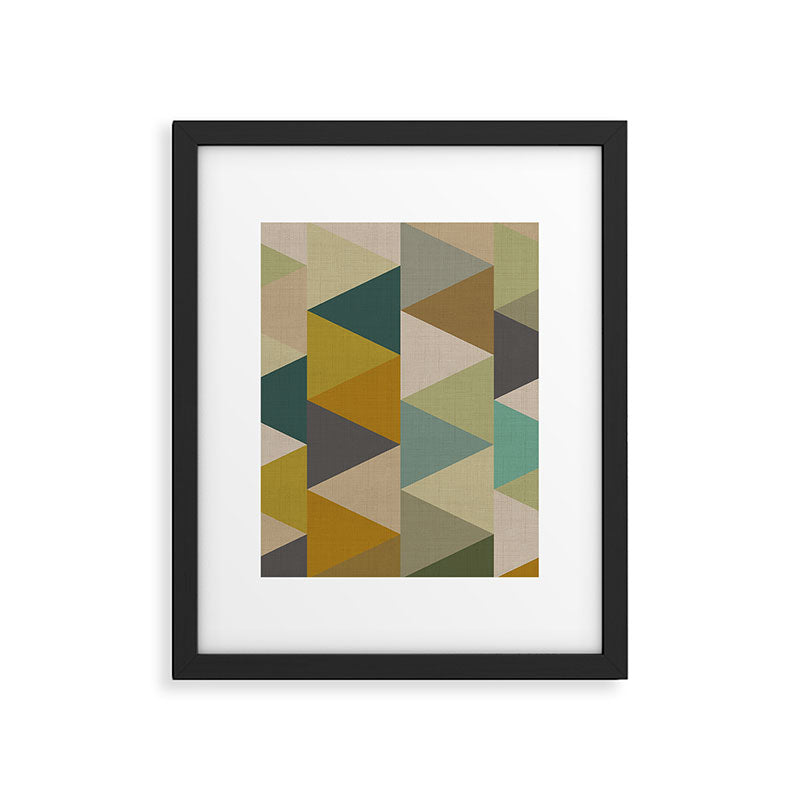 Geometric Mid Century Abstract Nature Green Framed Art Print