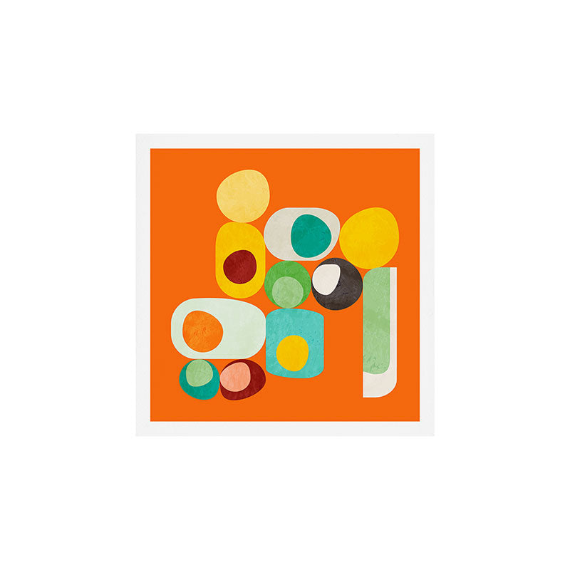 Geometric mid century modern orange shapes Art Print Gallery Image 1