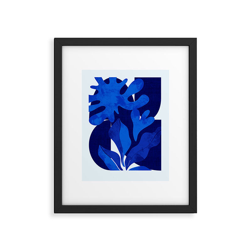 Matisse geometric shapes in blue hues Framed Art Print Gallery Image 5