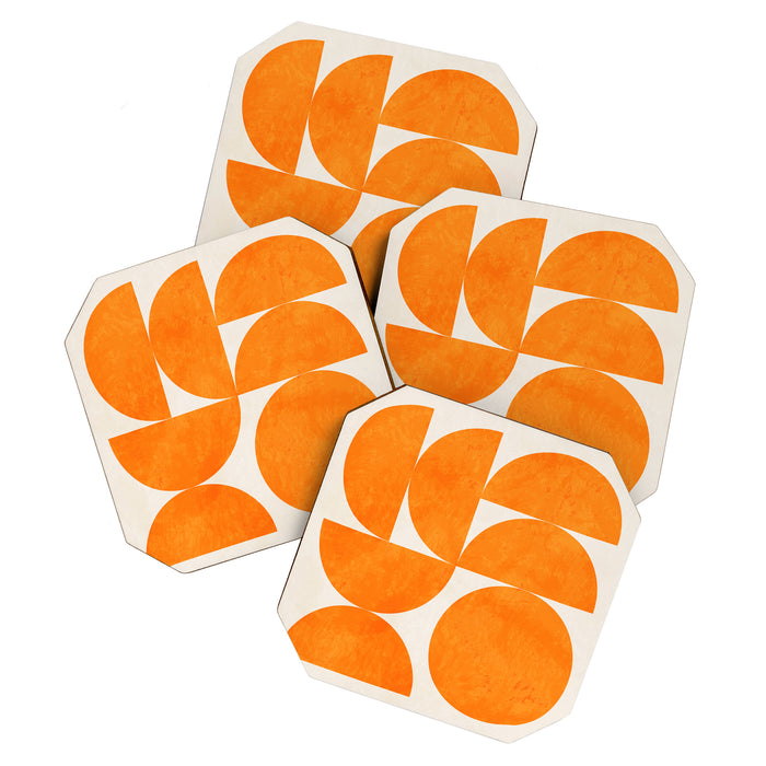 Geometric Shapes orange mid century Coaster Gallery Image 1
