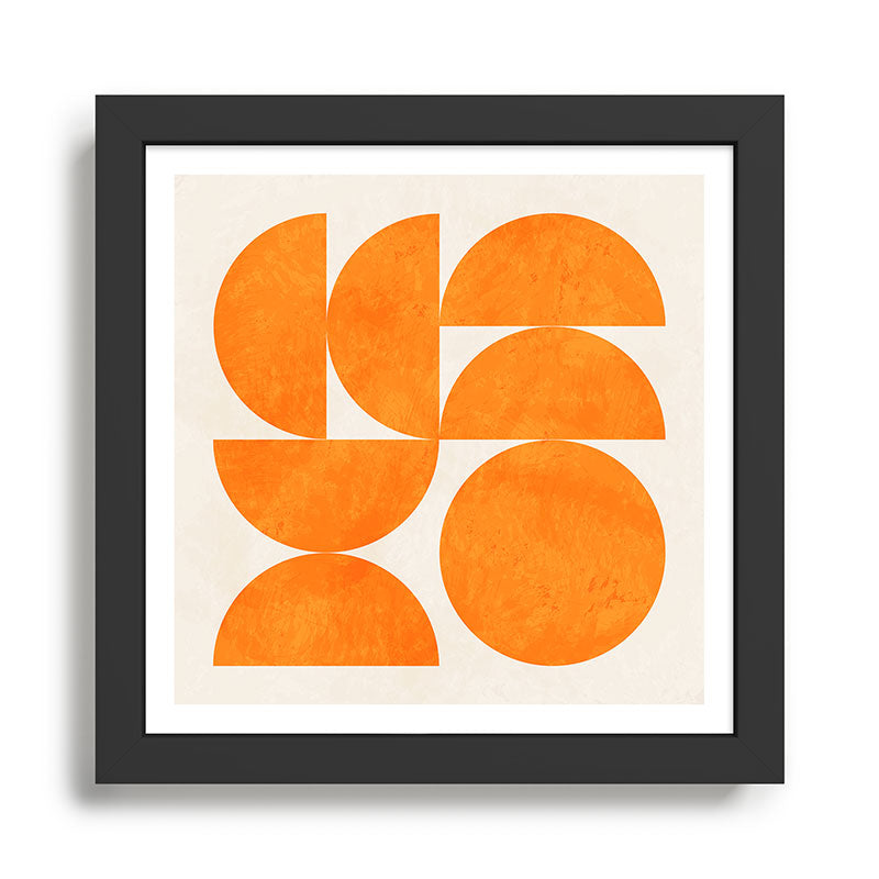 Geometric Shapes orange mid century Framed Art Print Gallery Image 1