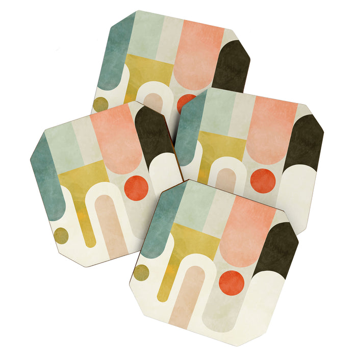 geometry abstract pastel Coaster Gallery Image 1
