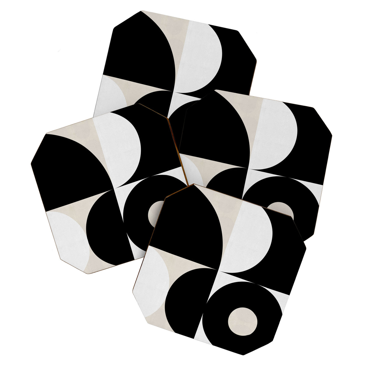 geometry mid modern black white Coaster Gallery Image 1