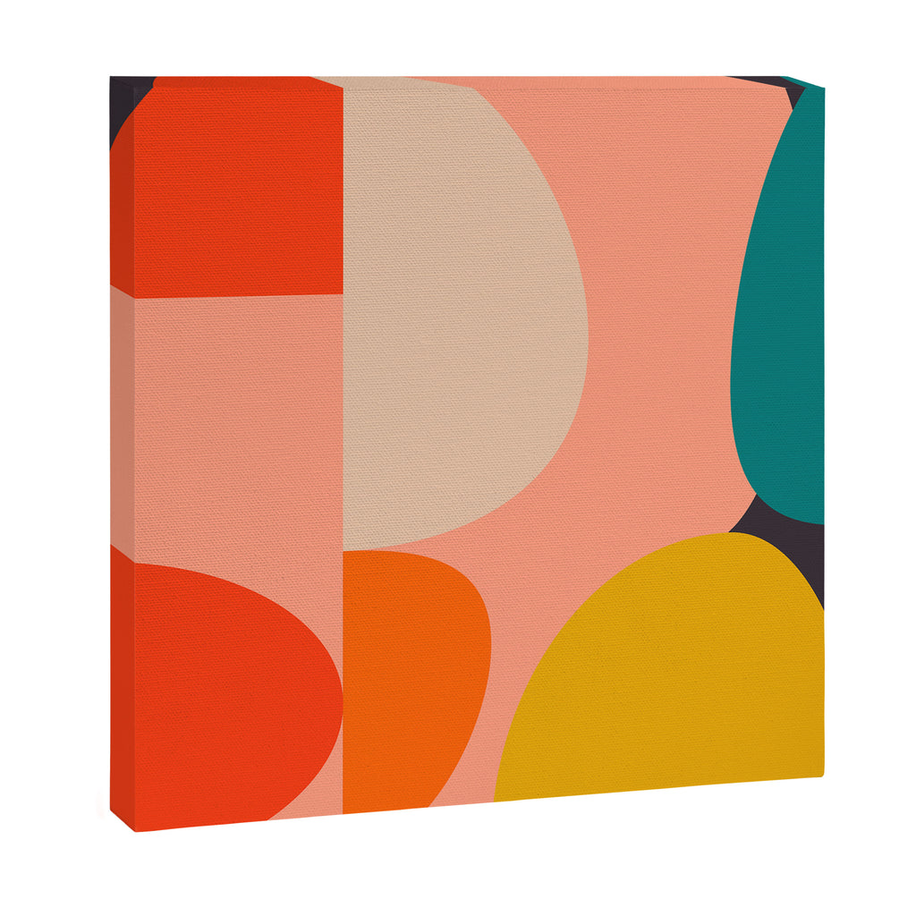 geometry shape mid century organic blush curry teal Canvas Print Gallery Image 3