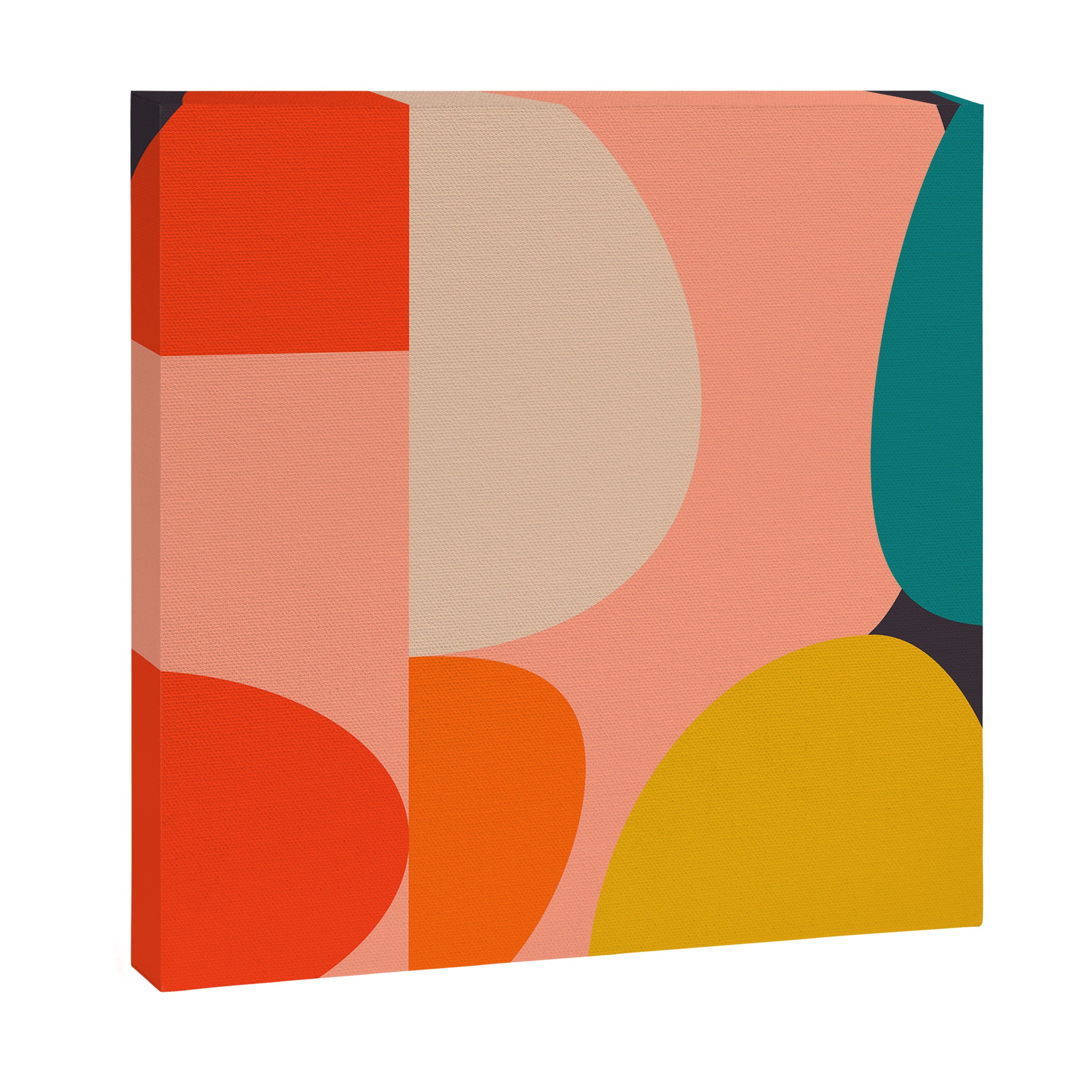 geometry shape mid century organic blush curry teal Canvas Print Gallery Image 3