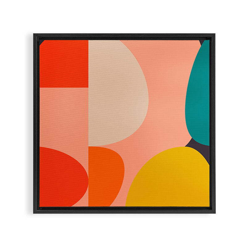 geometry shape mid century organic blush curry teal Framed Canvas Print Gallery Image 3