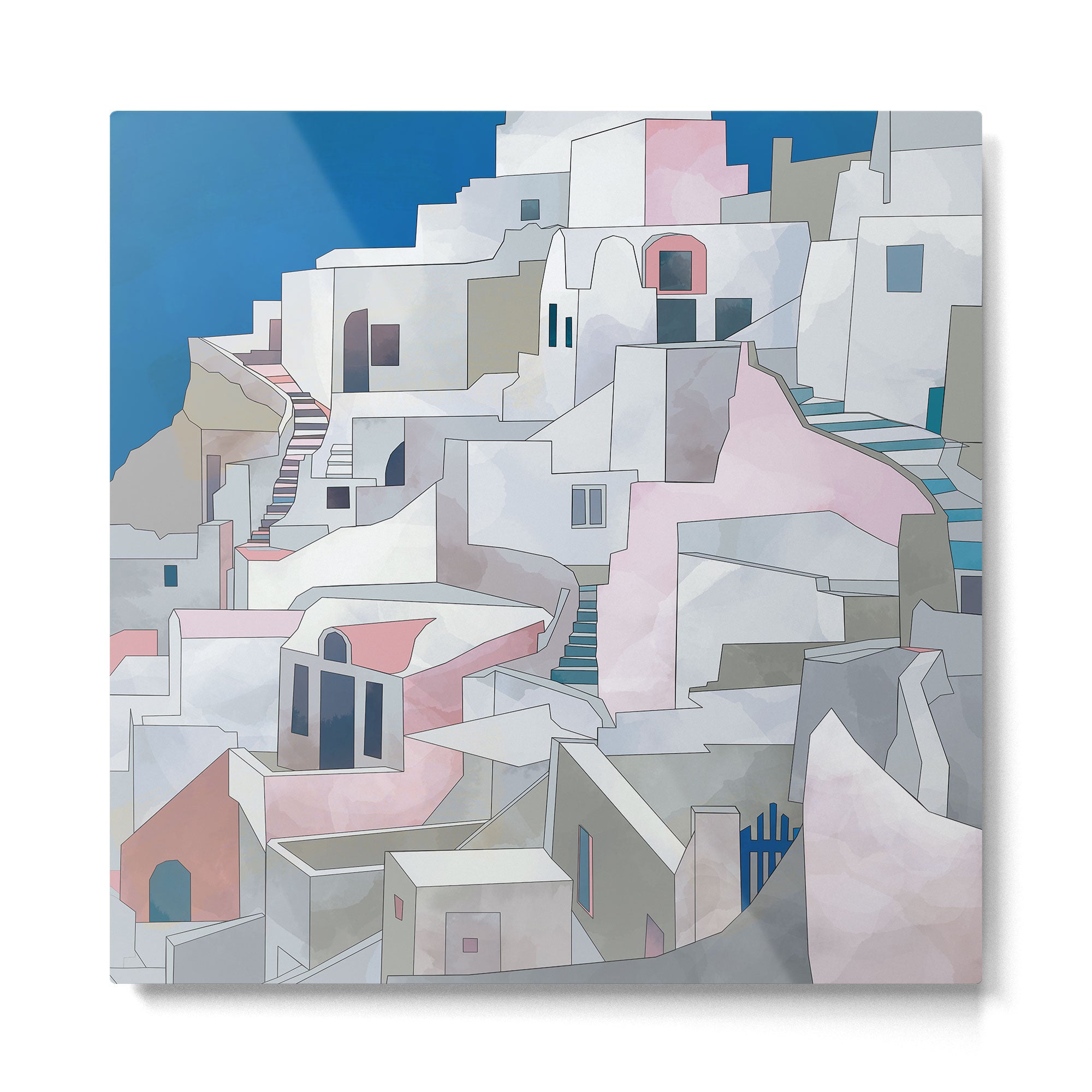 greece houses santorini Metal Print Gallery Image 2