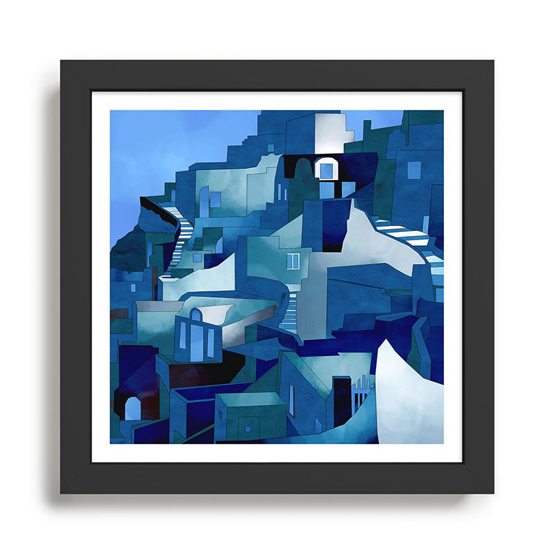greece santorini abstract illustration Framed Art Print Gallery Image 1
