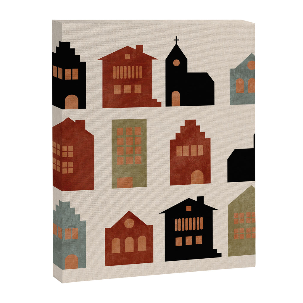 houses retro fall abstract geometric Canvas Print Gallery Image 8