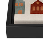 houses retro fall abstract geometric Framed Canvas Print Gallery Image 3
