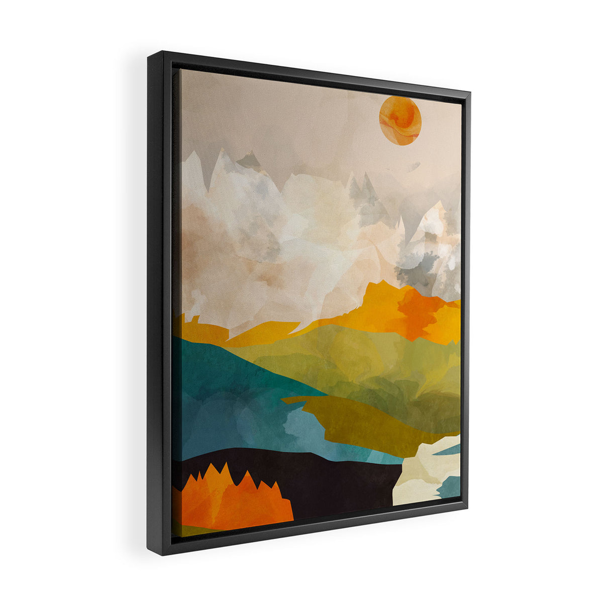 landscape mountains abstract minimal art Framed Canvas Print Gallery Image 2
