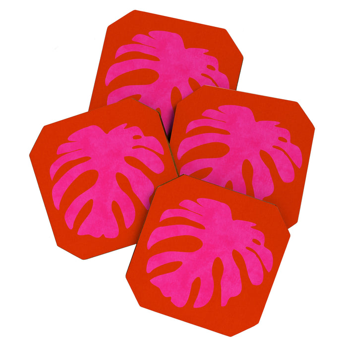 leaf shape solo pink orange summer vibes Coaster Gallery Image 1