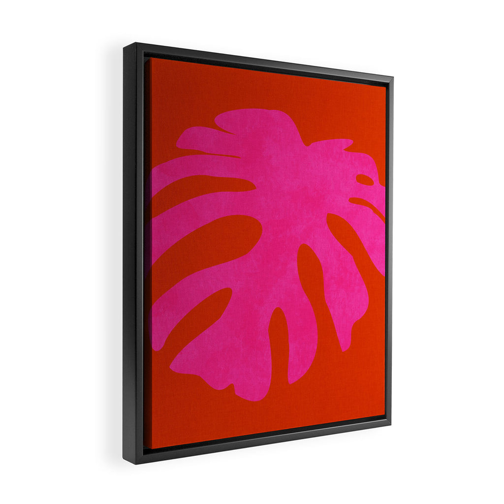 leaf shape solo pink orange summer vibes Framed Canvas Print Gallery Image 2