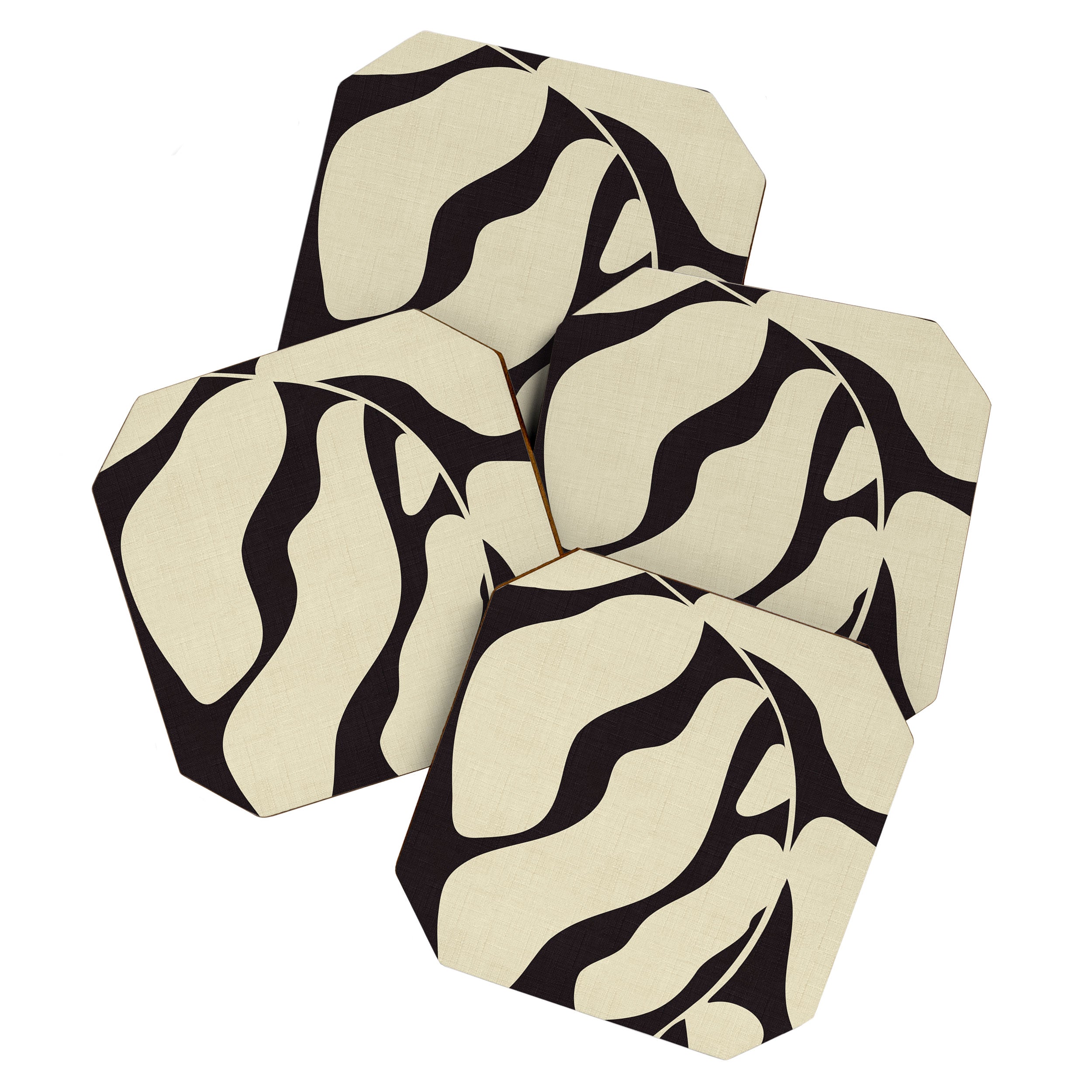 matisse leaf black and sand-white Coaster Gallery Image 1