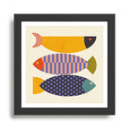 mid century abstract fishes Framed Art Print Gallery Image 1