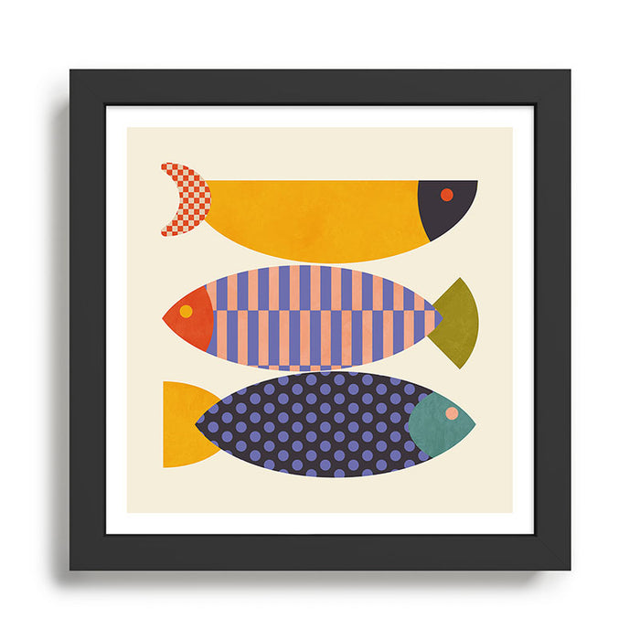 mid century abstract fishes Framed Art Print Gallery Image 1
