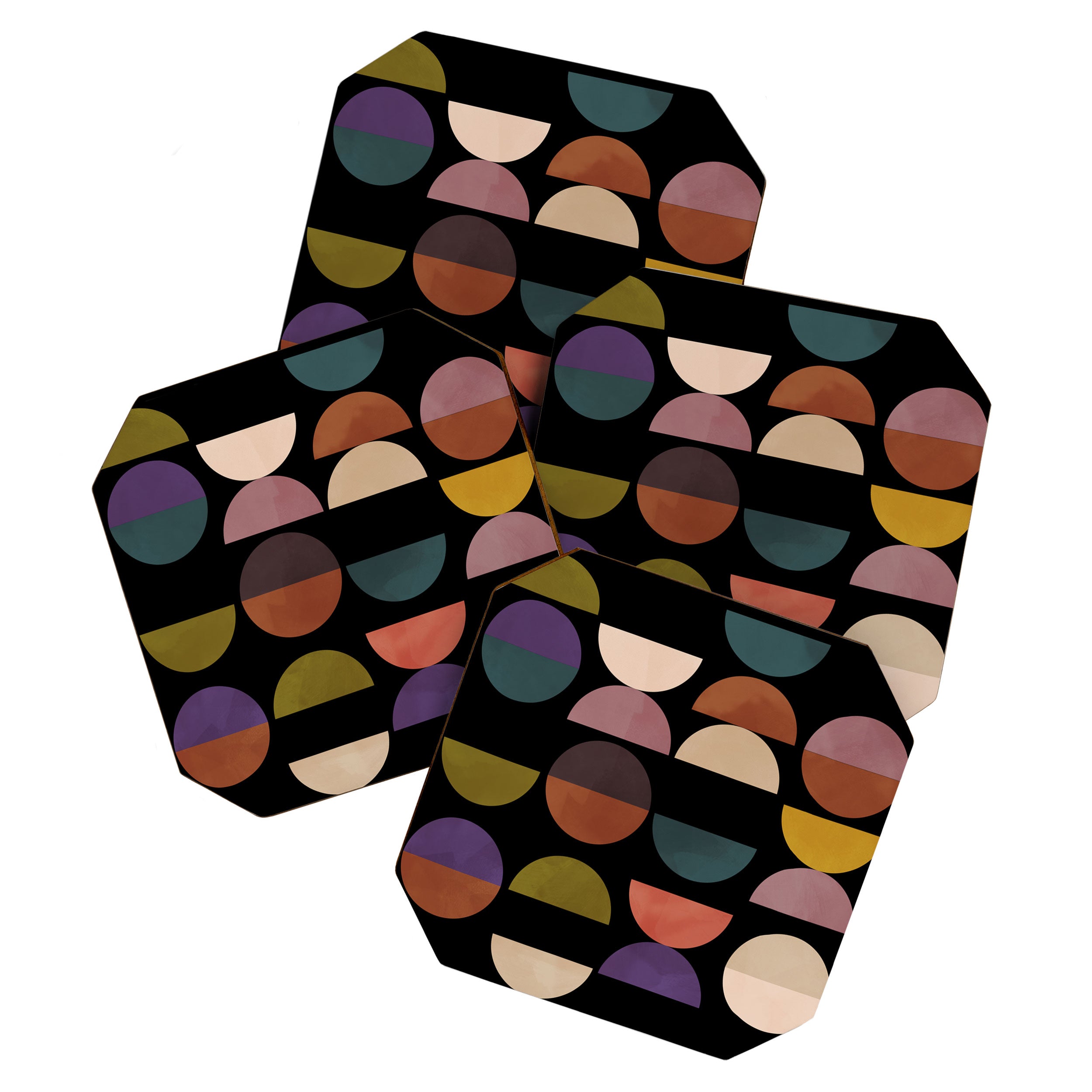 mid century abstract geometric autumn 3 Coaster Gallery Image 1