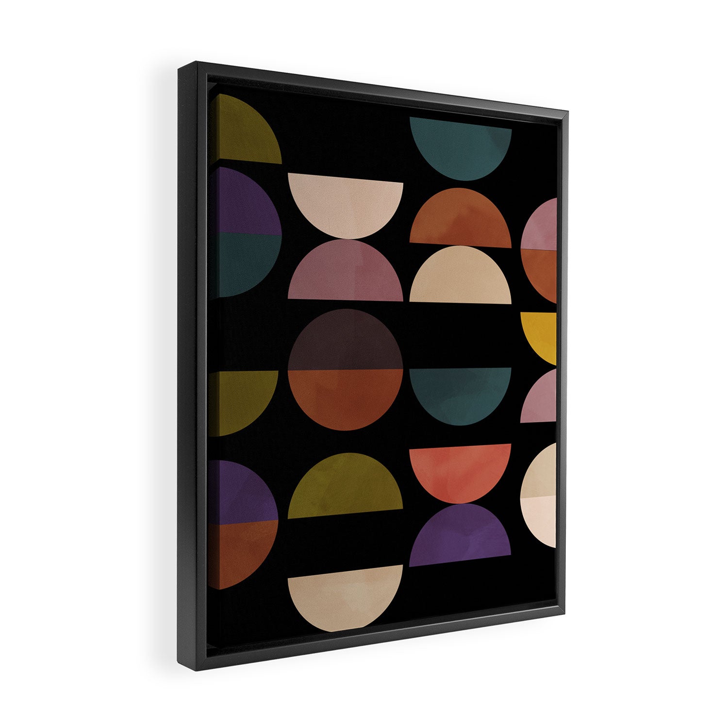 mid century abstract geometric autumn 3 Framed Canvas Print Gallery Image 2
