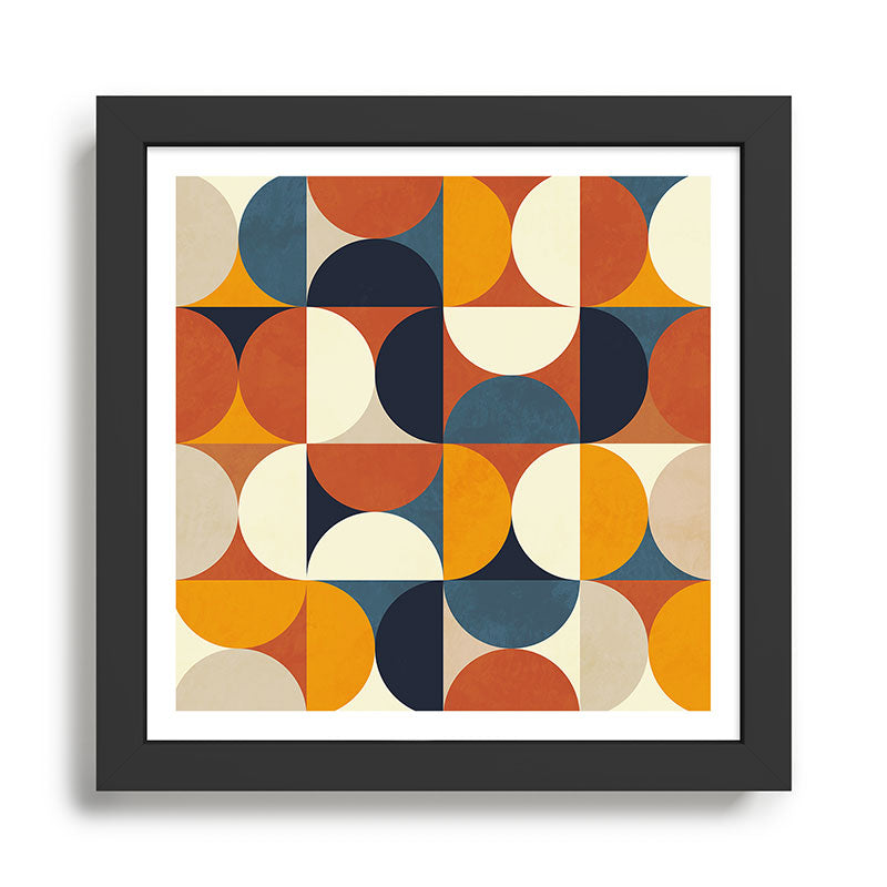 mid century abstract shapes fall winter 3 Framed Art Print Gallery Image 1