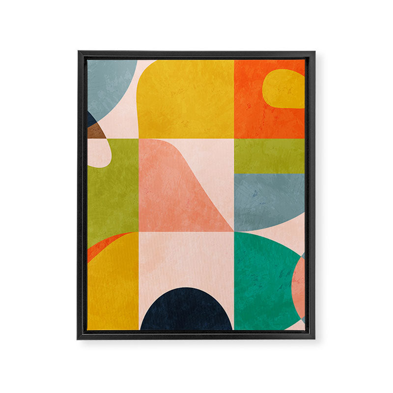 mid century abstract shapes spring I Framed Canvas Print Gallery Image 8