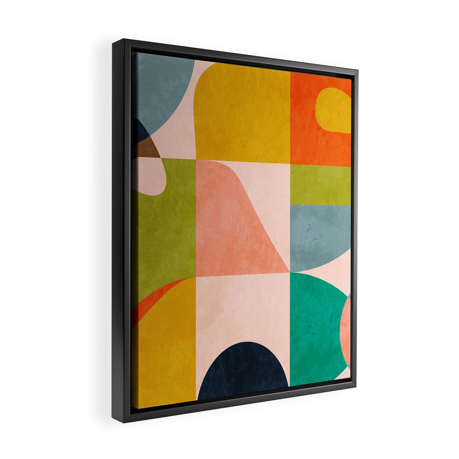 mid century abstract shapes spring I Framed Canvas Print Gallery Image 2