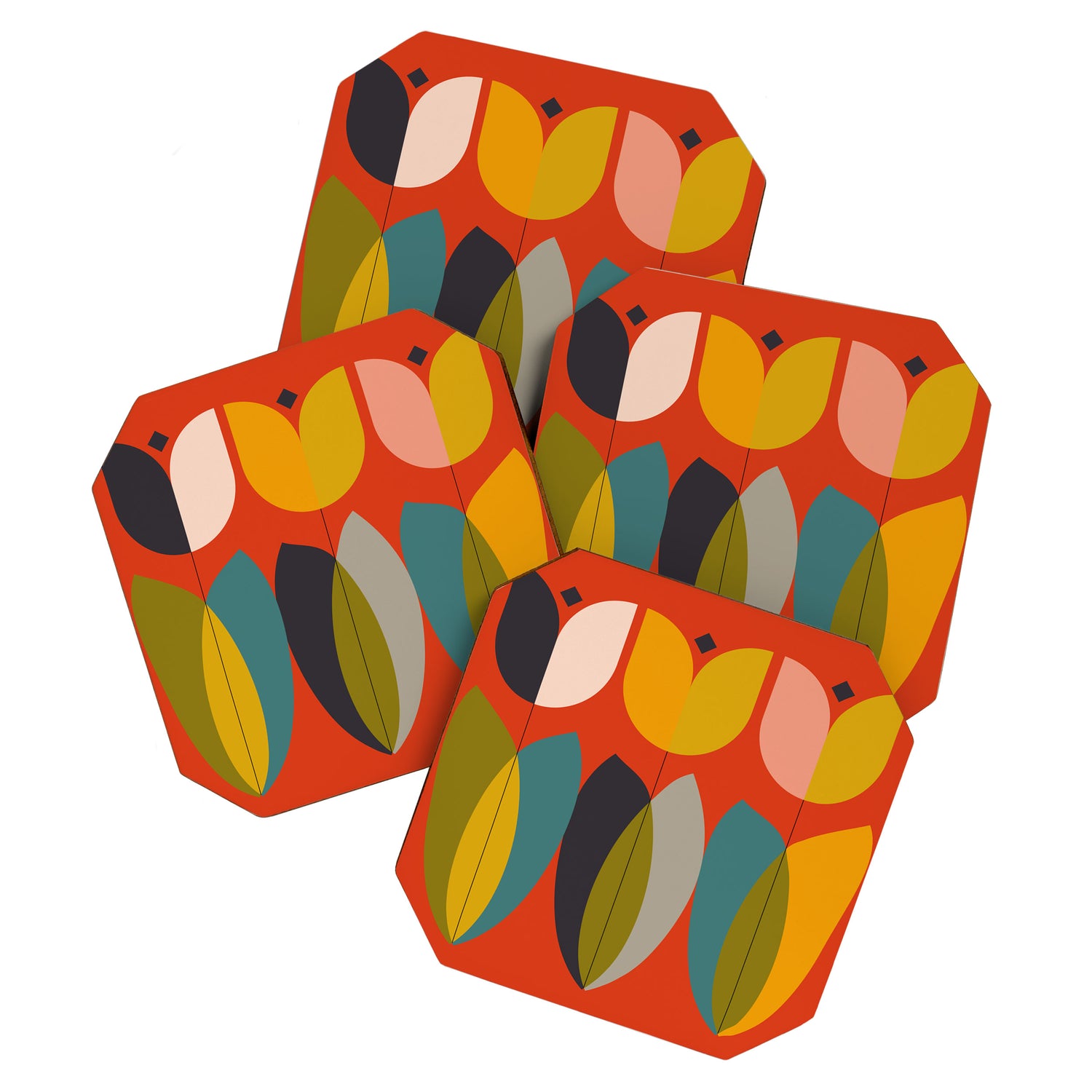 mid century bauhaus floral large 1 Coaster Gallery Image 1