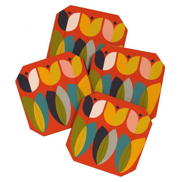 mid century bauhaus floral large 1 Coaster Gallery Image 1