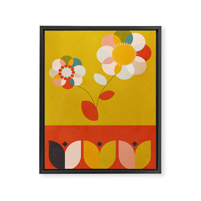 mid century bauhaus floral large 1 Framed Canvas Print Gallery Image 6
