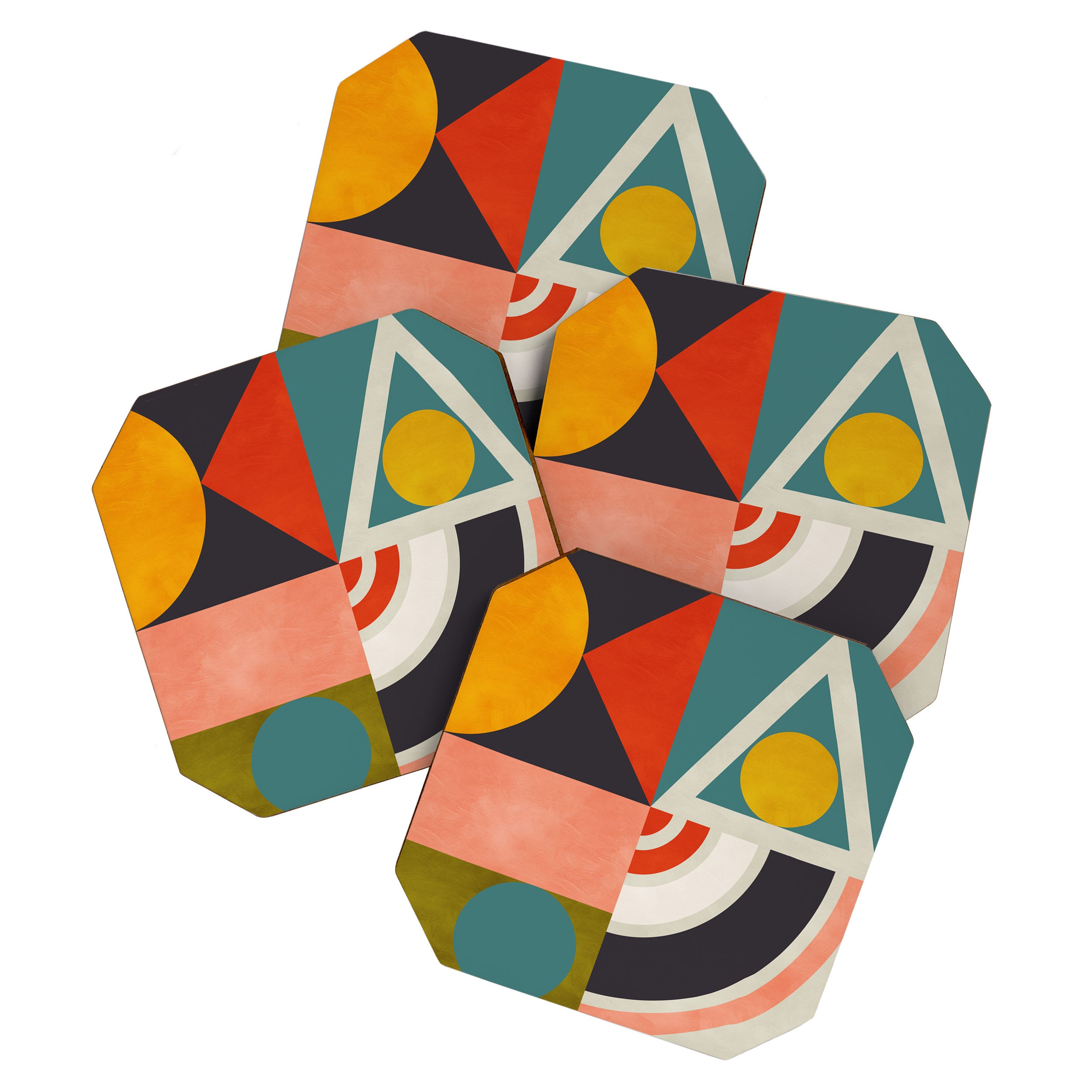 mid century bauhaus geometry abstract 2020 2 Coaster Gallery Image 1